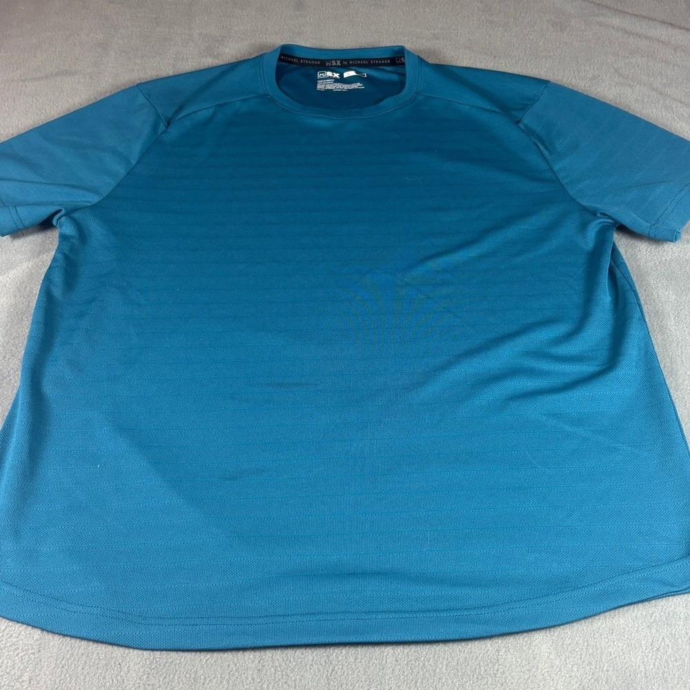 MSX by Michael Strahan Mens Teal Blue Short Sleeve Active Performance T-Shirt L